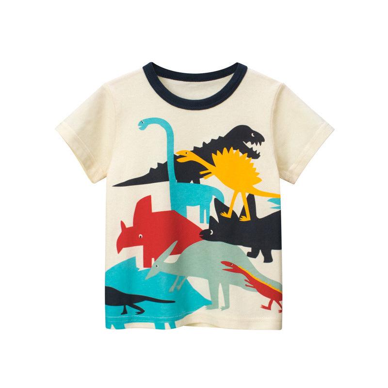 Boys Short Sleeve T-Shirt Kids Clothing Dinosaur Cartoon - Hipster Collections