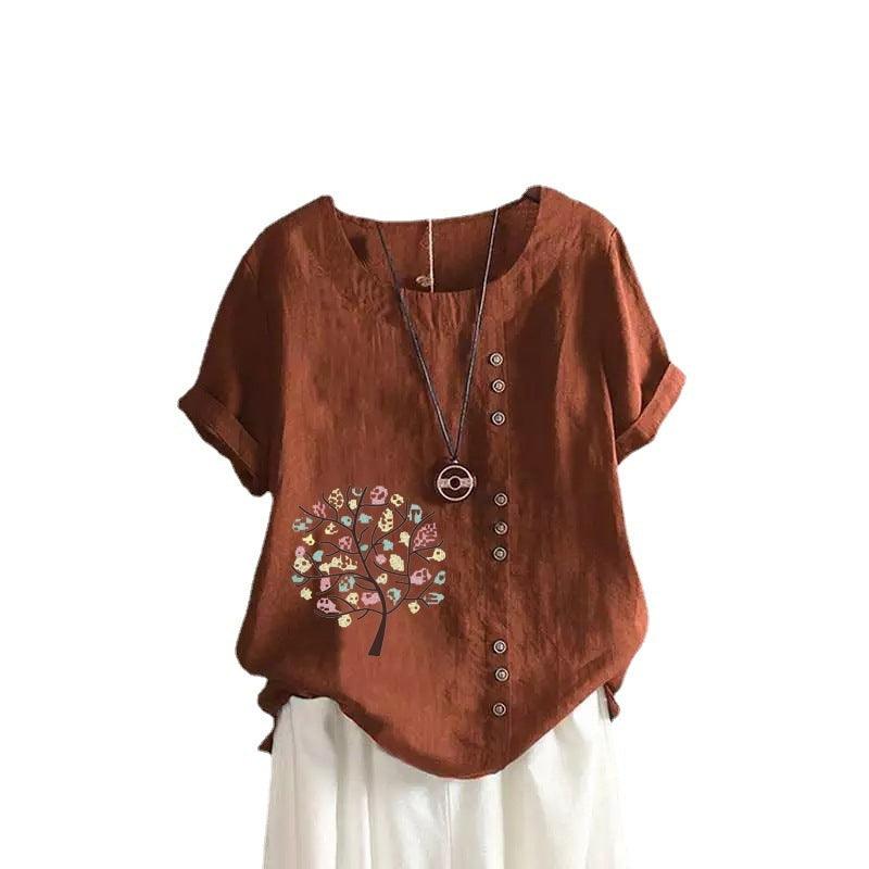 Women's Retro Plus Size Casual Loose Cotton-linen Shirt - Hipster Collections