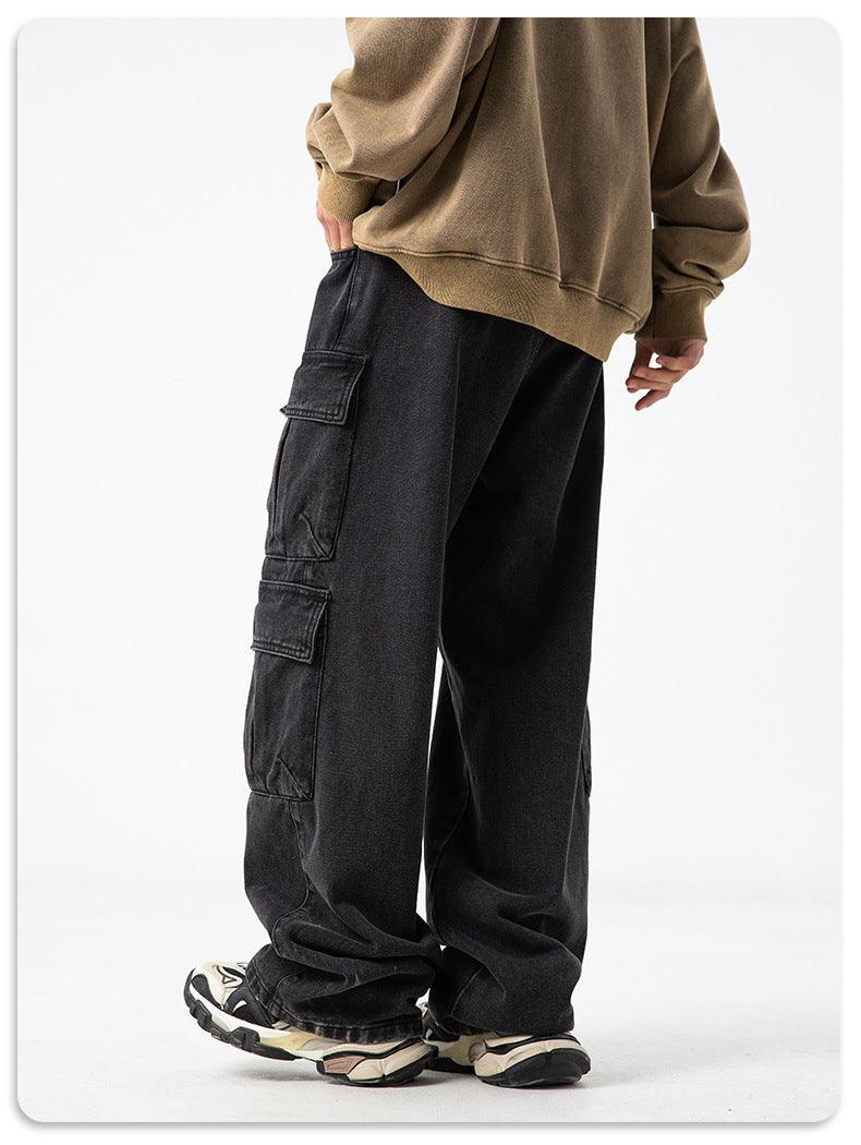 Workwear Multi-pocket Design Jeans Men's Distressed Washed Retro - Hipster Collections
