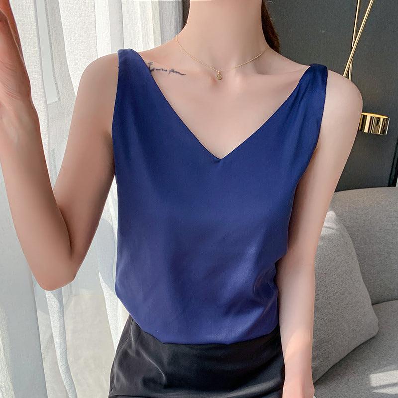Camisole Women's Summer Inner Suit Silk Satin V-neck Top - Hipster Collections