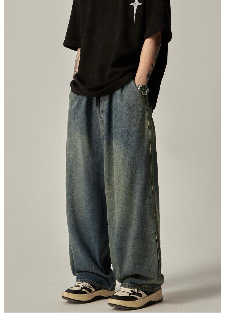 High Street Retro Washed Distressed Wide-leg Jeans - Hipster Collections