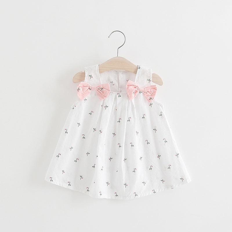 Solid color bow bow floral print halter skirt - Hipster Collections