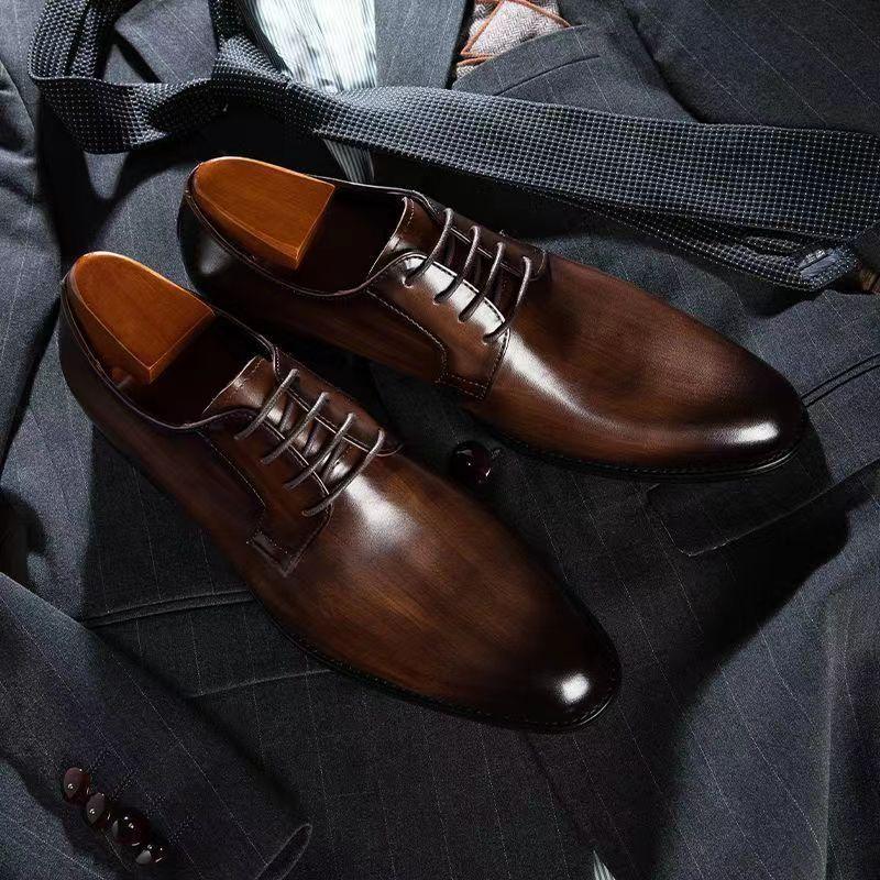 Men's Leather Shoes Breathable Lace Up Hand-rub Color - Hipster Collections