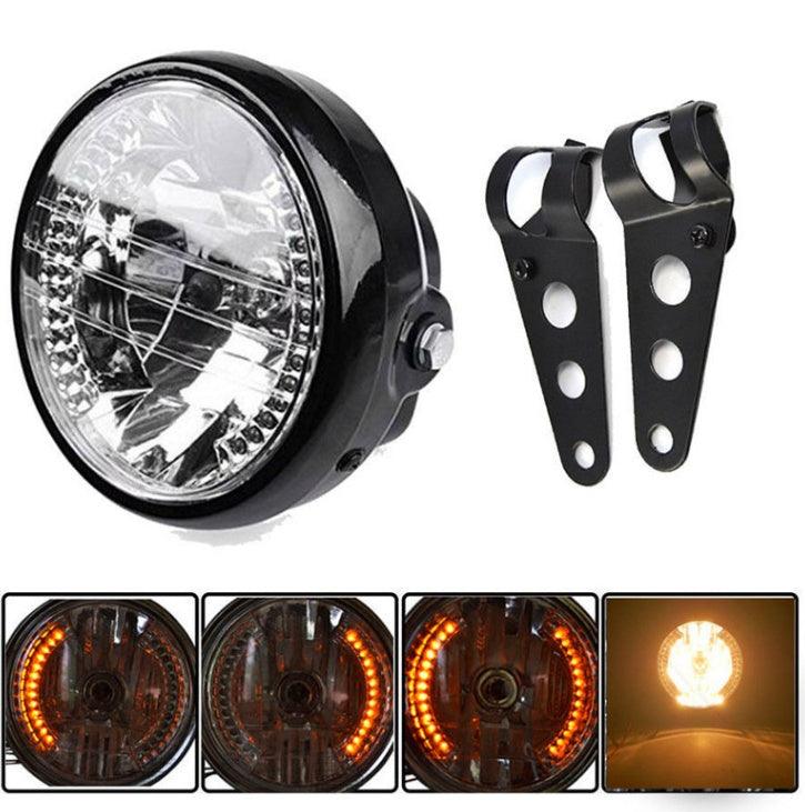 Motorcycle Headlight Turn Signal Indicator Blinker Light With Bracket Headlamp For Cafe Racer - Hipster Collections