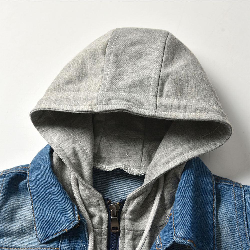 Children's Fake Two-piece Denim Jacket, Children's Hooded Fashion Casual Top - Hipster Collections