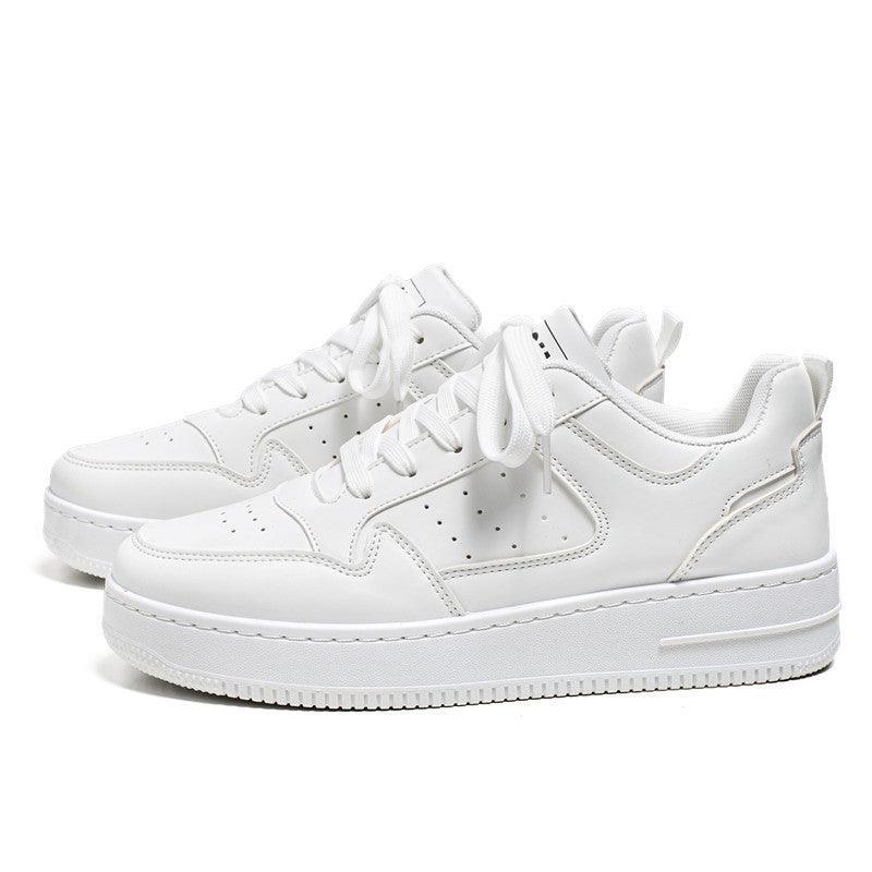 Leather Breathable Teen Trend All-matching Platform White Shoes - Hipster Collections