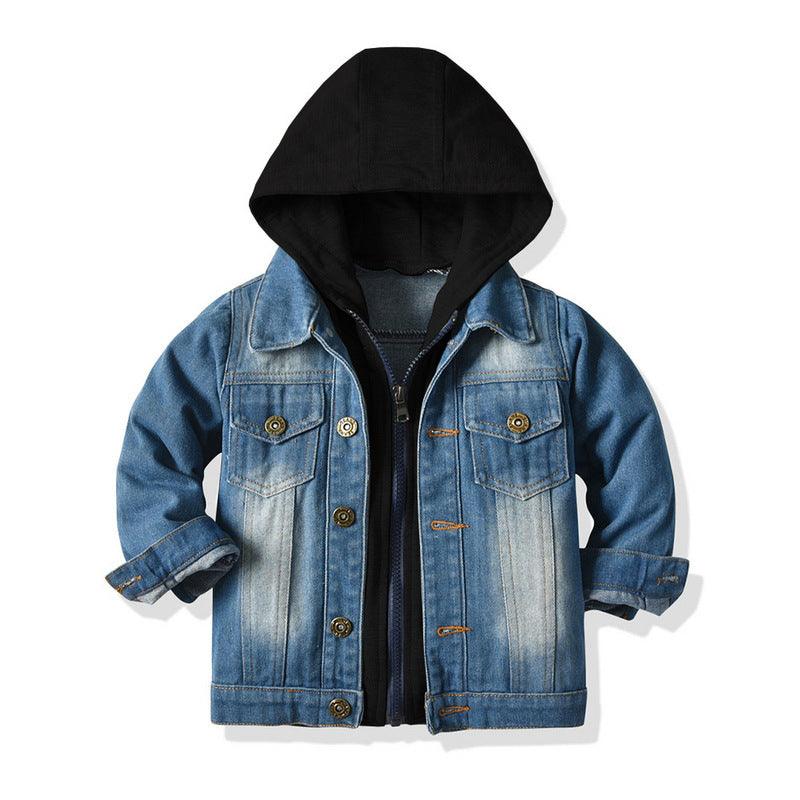 Children's Fake Two-piece Denim Jacket, Children's Hooded Fashion Casual Top - Hipster Collections