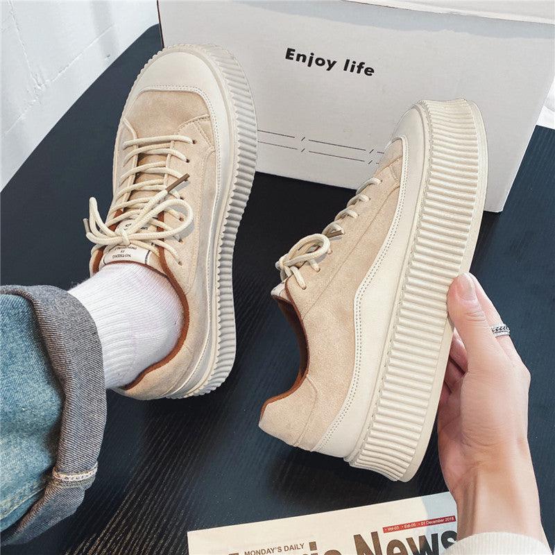 Hong Kong Style Thick Bottom Height Increasing Canvas Shoes - Hipster Collections