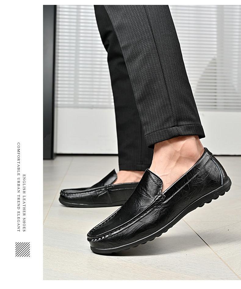 Men's Shoes Plus Size Cowhide Slip-on Driving Shoes Lightweight Retro Easy Matching Gommino Breathable - Hipster Collections