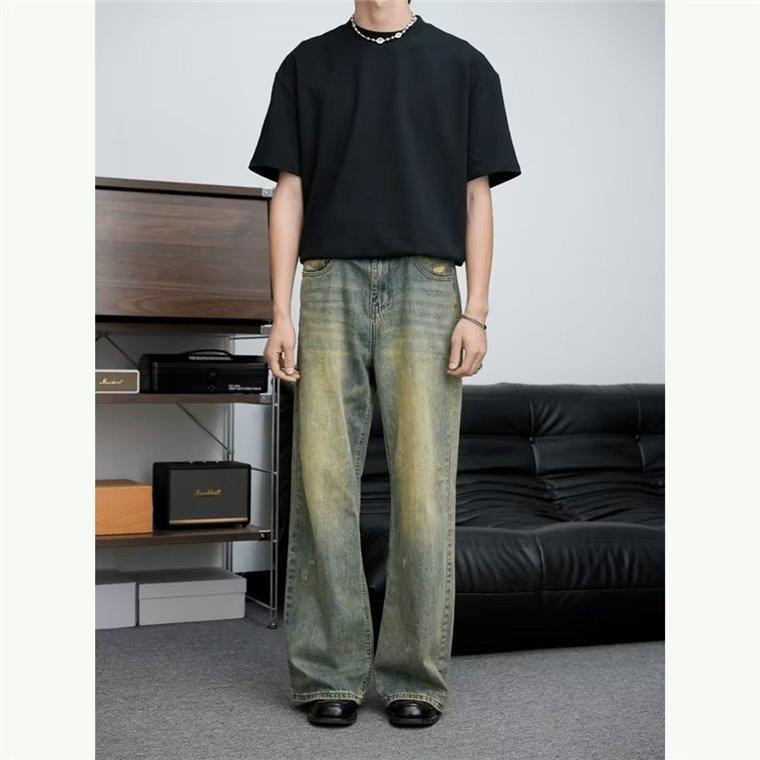 Loose All-match American Retro Distressed Wide-leg Jeans For Men - Hipster Collections