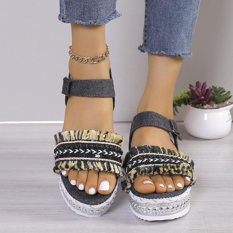 Tassel Denim Sandals - Hipster Collections