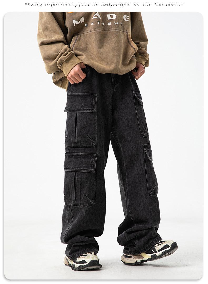 Workwear Multi-pocket Design Jeans Men's Distressed Washed Retro - Hipster Collections