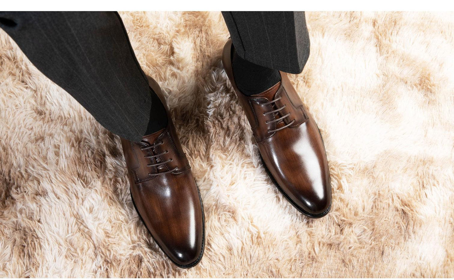 Men's Leather Shoes Breathable Lace Up Hand-rub Color - Hipster Collections