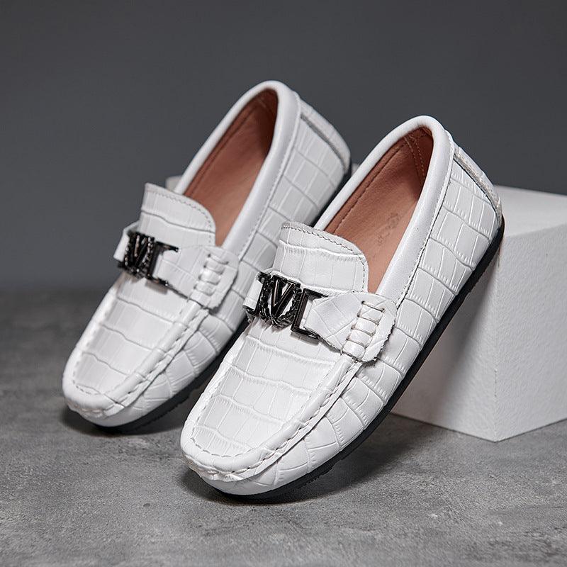 Children's Shoes Peas Shoes Children's Slip-on Leather Shoes - Hipster Collections