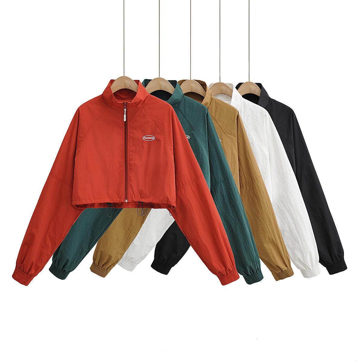 European And American Fashion Sports Style Stand Collar Zipper Cardigan Elastic Cuff Windproof Short Coat - Hipster Collections