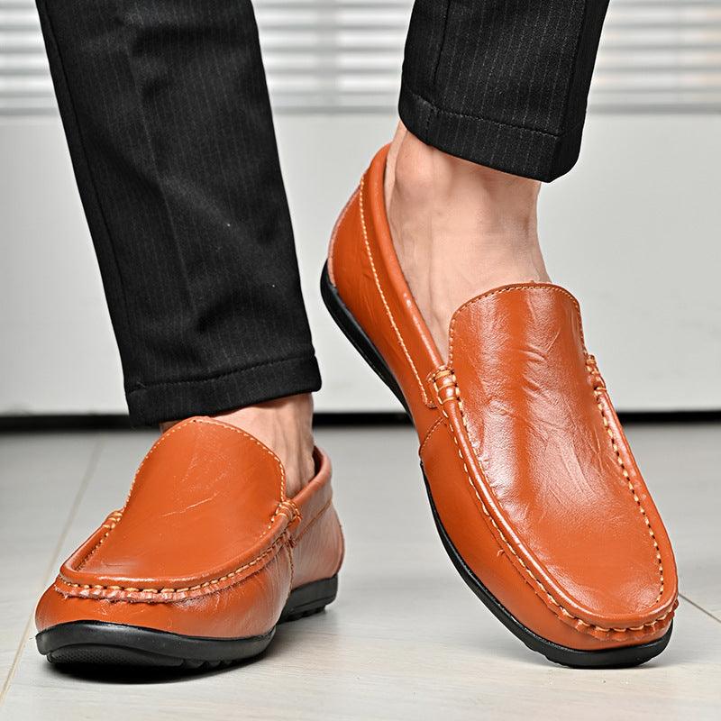 Men's Shoes Plus Size Cowhide Slip-on Driving Shoes Lightweight Retro Easy Matching Gommino Breathable - Hipster Collections