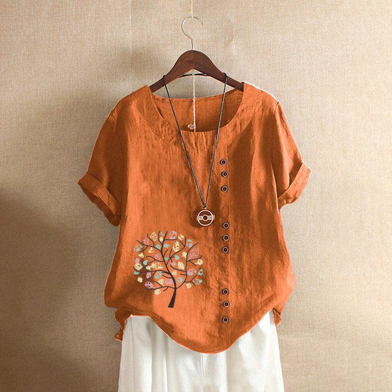 Women's Retro Plus Size Casual Loose Cotton-linen Shirt - Hipster Collections