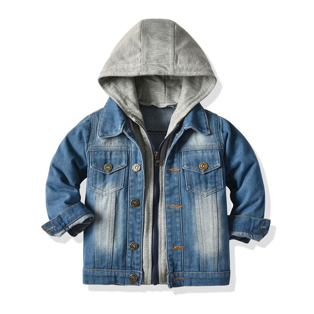 Children's Fake Two-piece Denim Jacket, Children's Hooded Fashion Casual Top - Hipster Collections