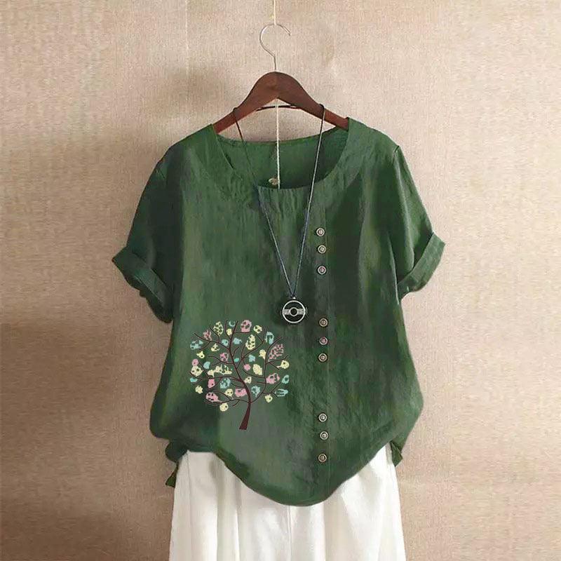 Women's Retro Plus Size Casual Loose Cotton-linen Shirt - Hipster Collections