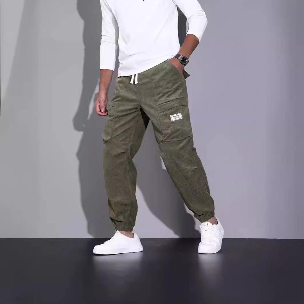 Corduroy Overalls Men's Ankle-tied Loose Casual Trousers Multi-pocket - Hipster Collections