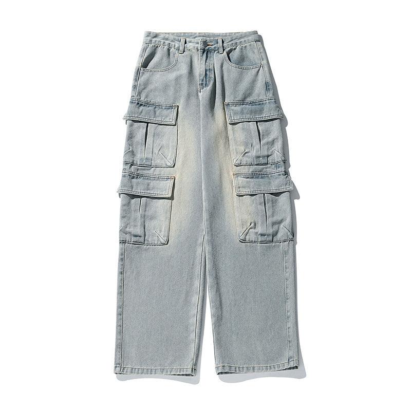 Workwear Multi-pocket Design Jeans Men's Distressed Washed Retro - Hipster Collections