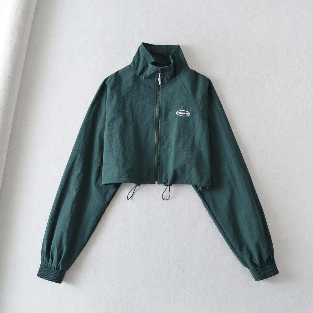 European And American Fashion Sports Style Stand Collar Zipper Cardigan Elastic Cuff Windproof Short Coat - Hipster Collections