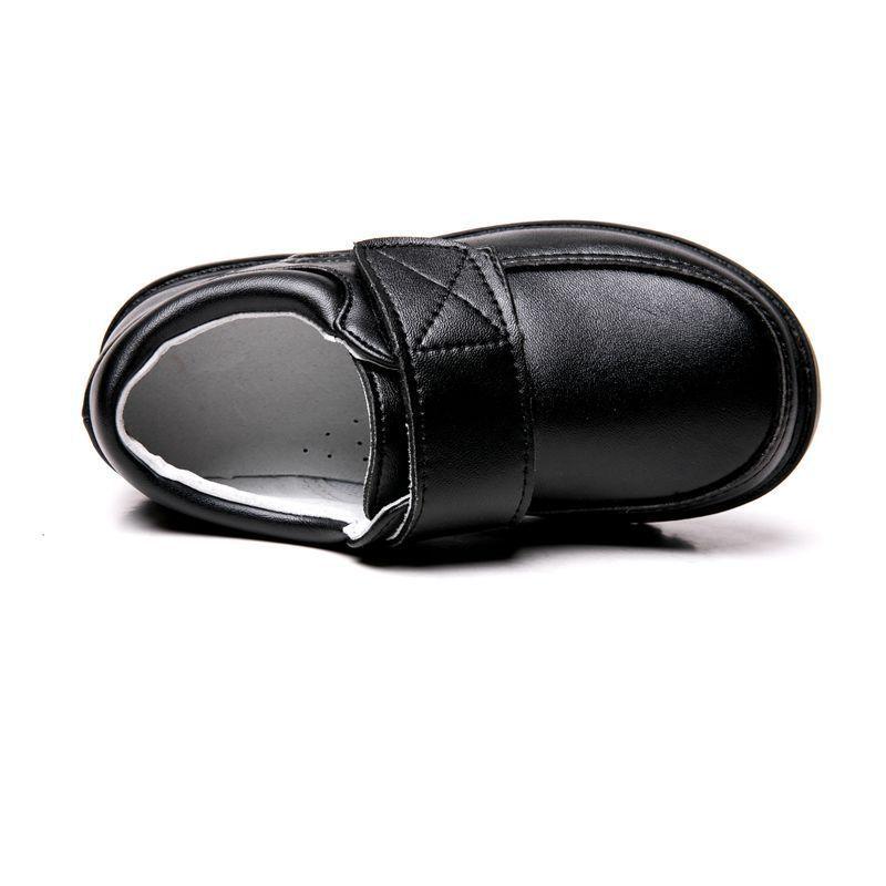 Boys Black Student Velcro British Leather Shoes - Hipster Collections