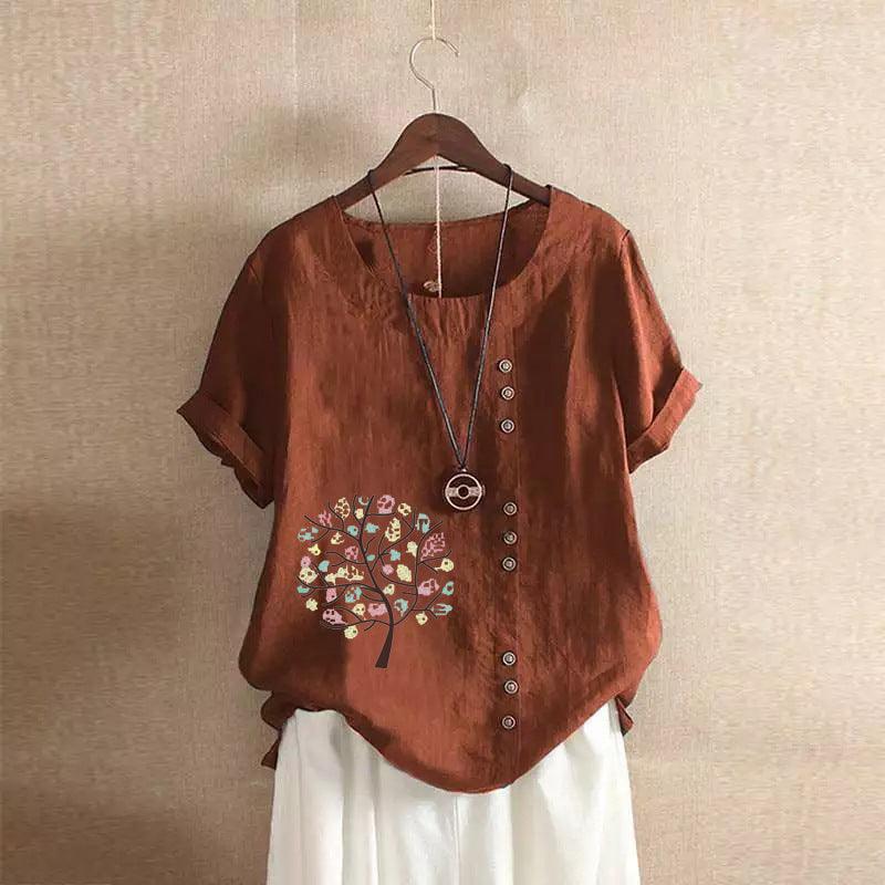 Women's Retro Plus Size Casual Loose Cotton-linen Shirt - Hipster Collections