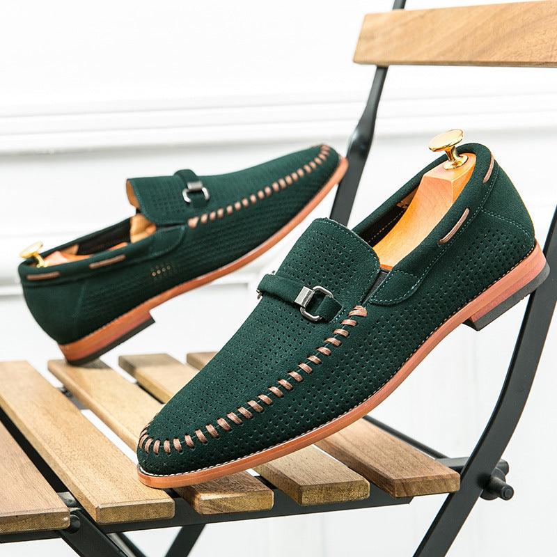 Punching Breathable Slip On Leather Shoes British - Hipster Collections
