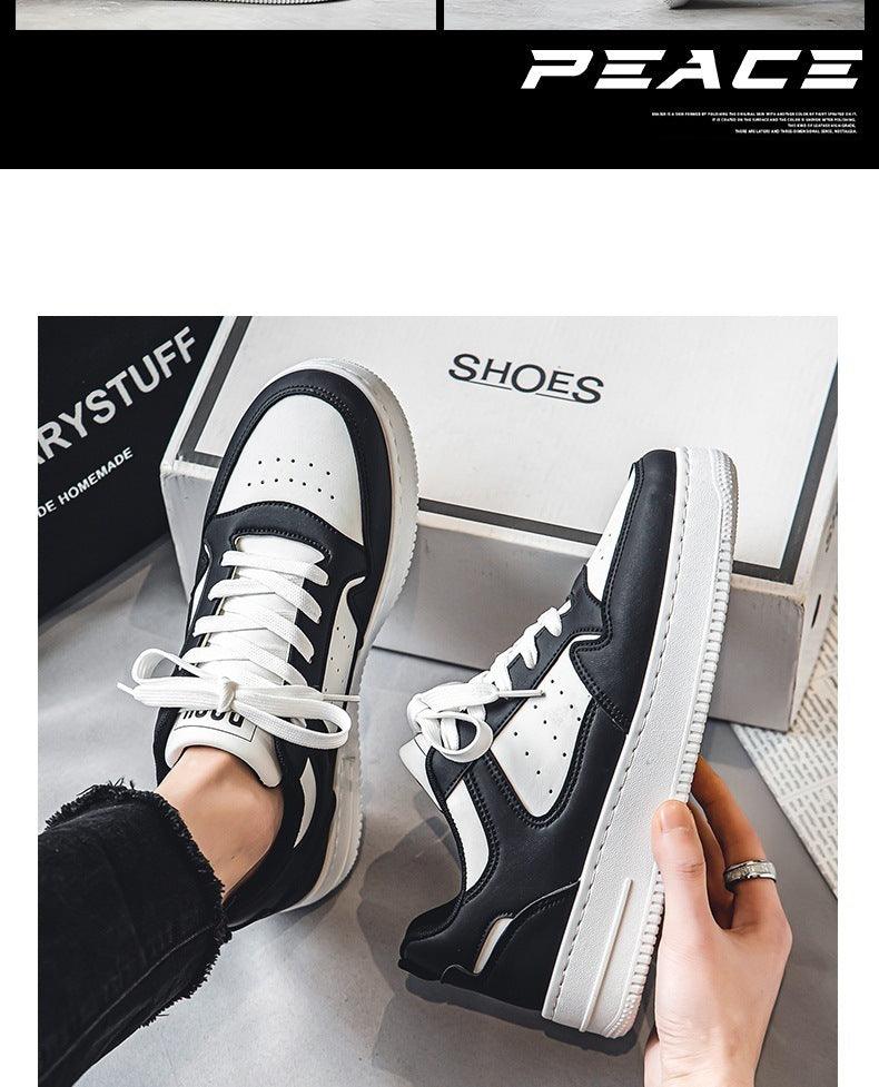 Leather Breathable Teen Trend All-matching Platform White Shoes - Hipster Collections