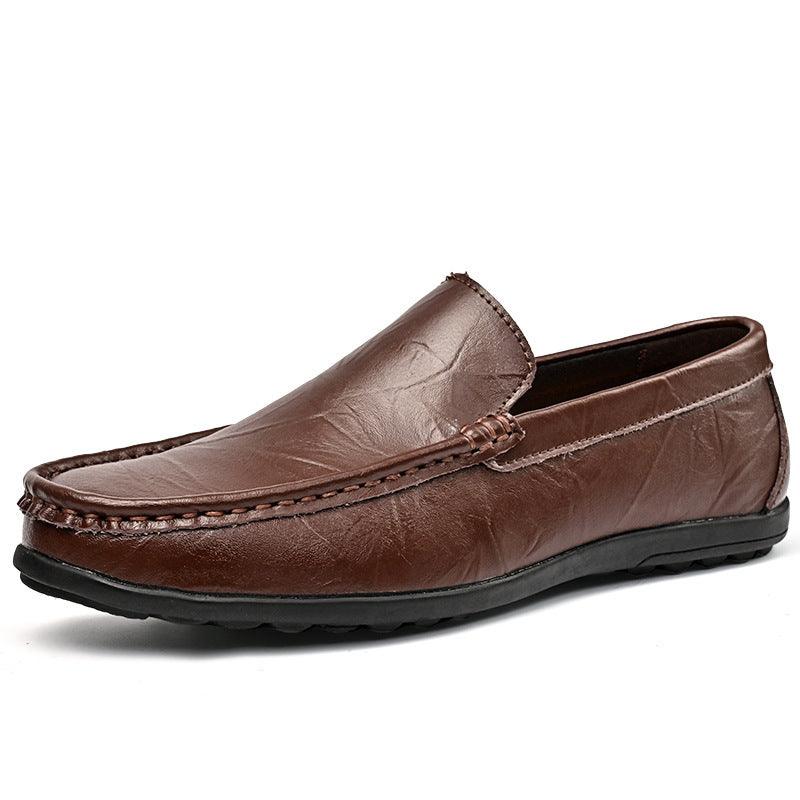 Men's Shoes Plus Size Cowhide Slip-on Driving Shoes Lightweight Retro Easy Matching Gommino Breathable - Hipster Collections