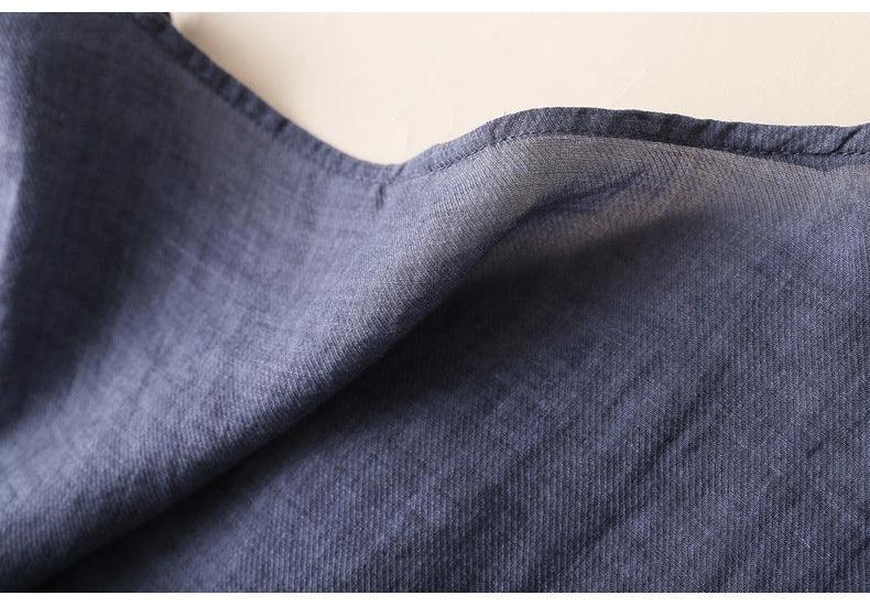 Retro Artistic Ramie Top Embroidery Tie-neck Loose Slimming Diagonal - Hipster Collections