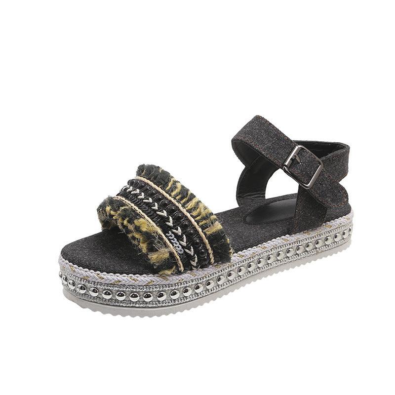 Tassel Denim Sandals - Hipster Collections