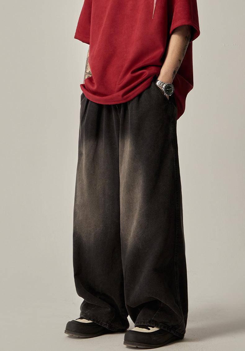 High Street Retro Washed Distressed Wide-leg Jeans - Hipster Collections