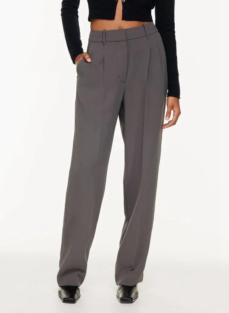 High Waist Straight Trousers With Pockets Wide Leg Casual Pants For Women - Hipster Collections