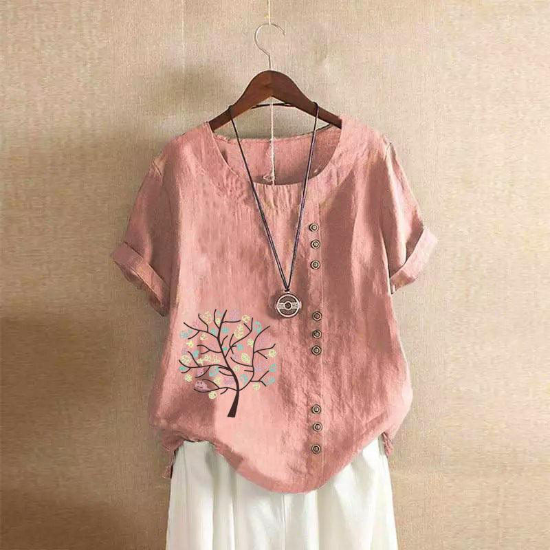 Women's Retro Plus Size Casual Loose Cotton-linen Shirt - Hipster Collections