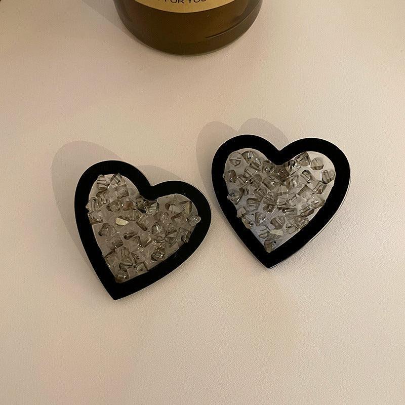 Silver Needle Irregular Stone Love Earrings - Hipster Collections