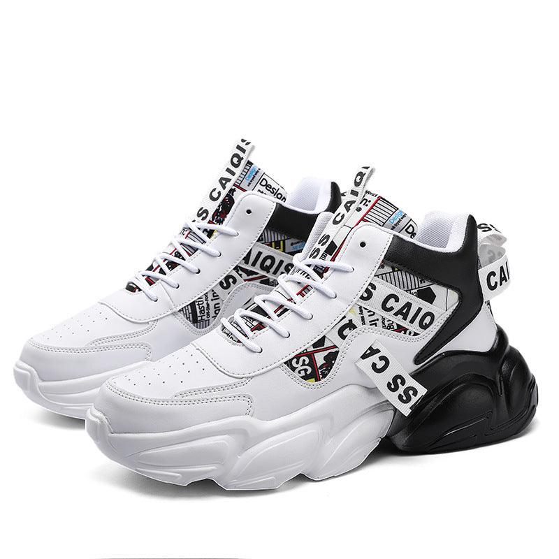 High-top Leather Basketball Shoes Velvet Warm Cotton Shoes Heighten Casual Shoes - Hipster Collections