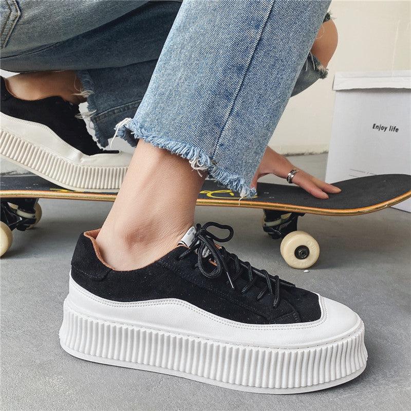 Hong Kong Style Thick Bottom Height Increasing Canvas Shoes - Hipster Collections
