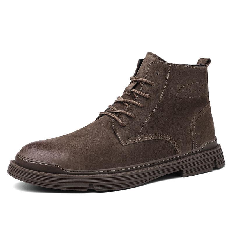 Round Toe Top Layer Cowhide Casual Men's Leather Boots - Hipster Collections