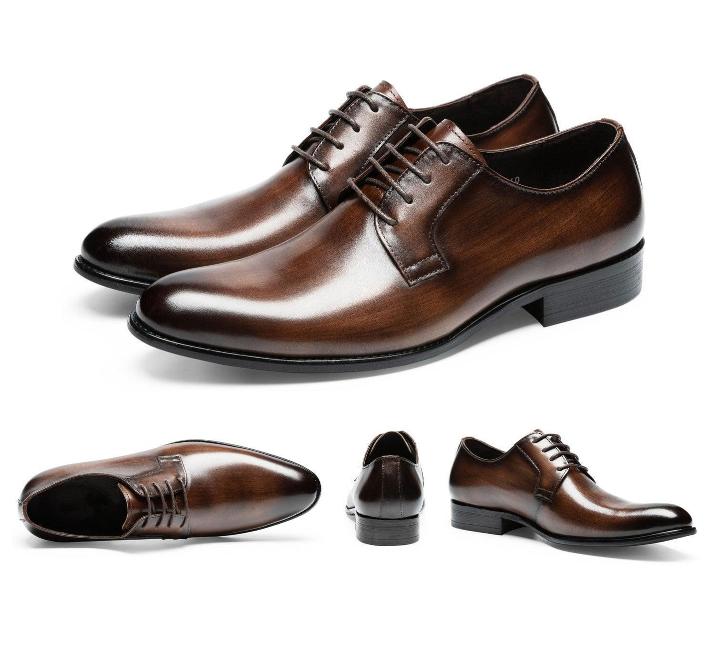 Men's Leather Shoes Breathable Lace Up Hand-rub Color - Hipster Collections