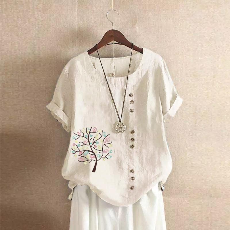 Women's Retro Plus Size Casual Loose Cotton-linen Shirt - Hipster Collections