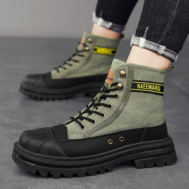 Thick-soled Canvas Casual Sports Men's All-match Work Motorcycle Boots - Hipster Collections