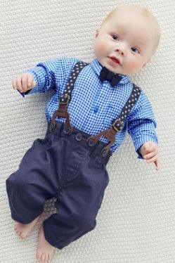 European and American boys gentleman suit, children's plaid shirt bib suit - Hipster Collections