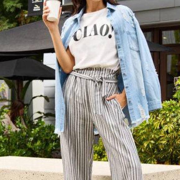 Summer Loose Casual CIAO Letter Printed Round Neck Short Sleeve T-shirt - Hipster Collections