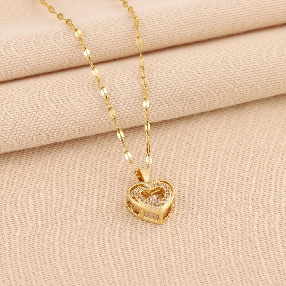 Double-layer Smart Love Pendant Titanium Steel Necklace - Hipster Collections