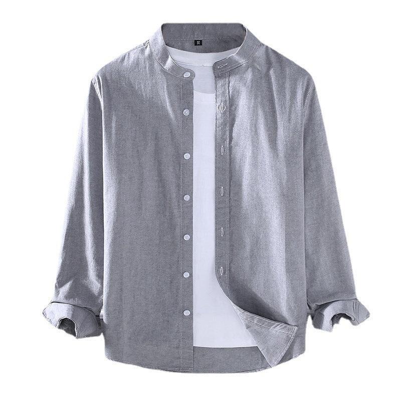 Spring And Autumn Thin Stand-up Collar Long-sleeved Men's Shirt - Hipster Collections