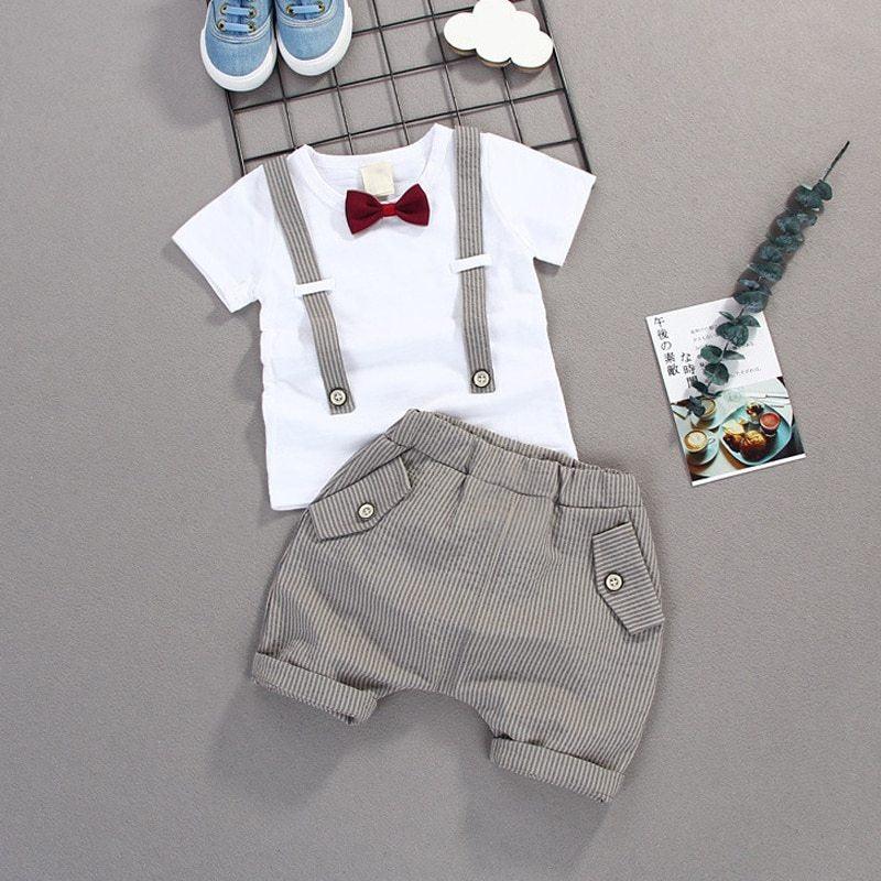 Summer Kids Boys Grey Gentleman Outfits - Hipster Collections