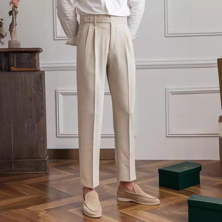 Casual Suit Pants Men's Paris Buckle Straight Business Small Suit Pants Naples Non-ironing All-match Suit Pants - Hipster Collections