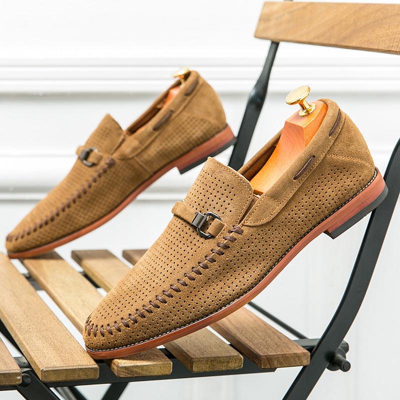 Punching Breathable Slip On Leather Shoes British - Hipster Collections